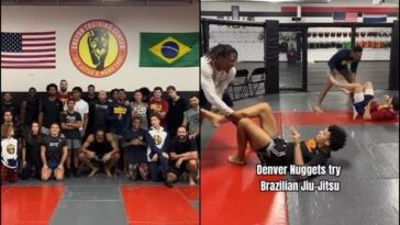 Jogadores do Denver Nuggets treinaram Jiu-Jitsu na Easton Training Center. Foto: Reprodução/Instagram