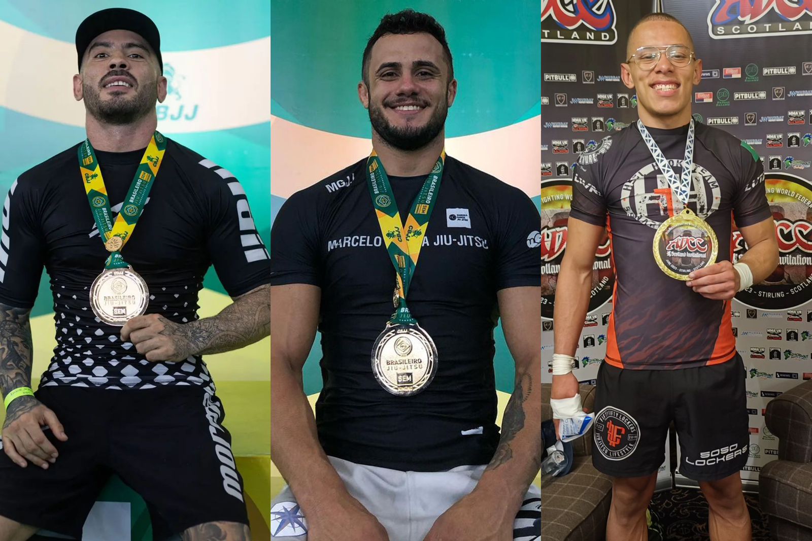 Luciano Bernert, Ruan Alvarenga e Bernardo Passos são especialistas na modalidade sem kimono. Foto: Reprodução