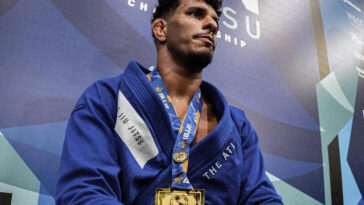 Gutemberg Pereira venceu o absoluto do Pan de Jiu-Jitsu da IBJJF, em 2024. Foto: Guilherme Mendes