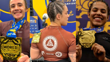 As brasileiras Beatriz Gutierrez Campos, Sarah Galvão e Maria Joia da Silva levaram o ouro nesta sexta-feira