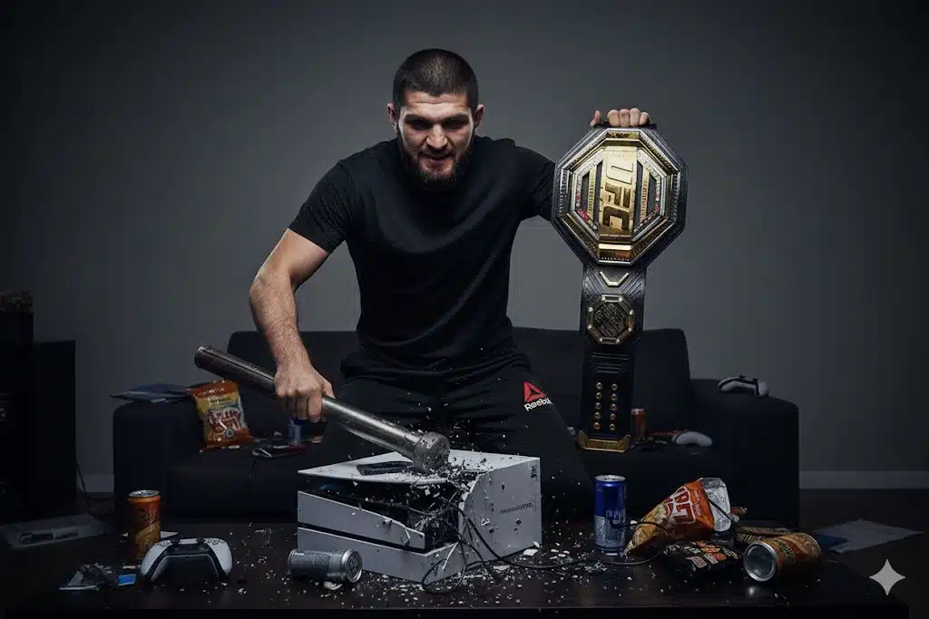 Khabib Nurmagomedov, ex-campeão do UFC, reforça sua filosofia: disciplina, academia e desenvolvimento real acima de anos dedicados ao virtual.