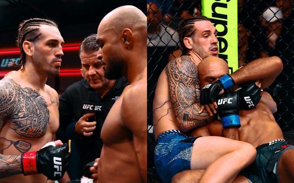 Brendan Allen finaliza Duncan com mata-leão no quinto round e desafia Du Plessis 1 Brendan Allen encara Christian Leroy Duncan e, ao lado, aplica o mata-leão no inglês