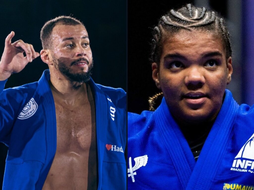 Campeões mundiais de Jiu-Jitsu: quem são os atuais em cada peso 1 Montagem com Erich Munis e Gabi Pessanha, os dois de kimono azul