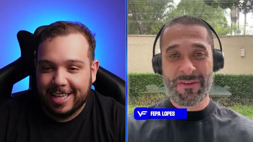 Fepa Lopes: “O BJJ Stars não dá oportunidade. Quem cria a oportunidade são vocês, atletas” 1 Vitor Freitas e Fepa Lopes, de fone de ouvido, em entrevista por vídeo