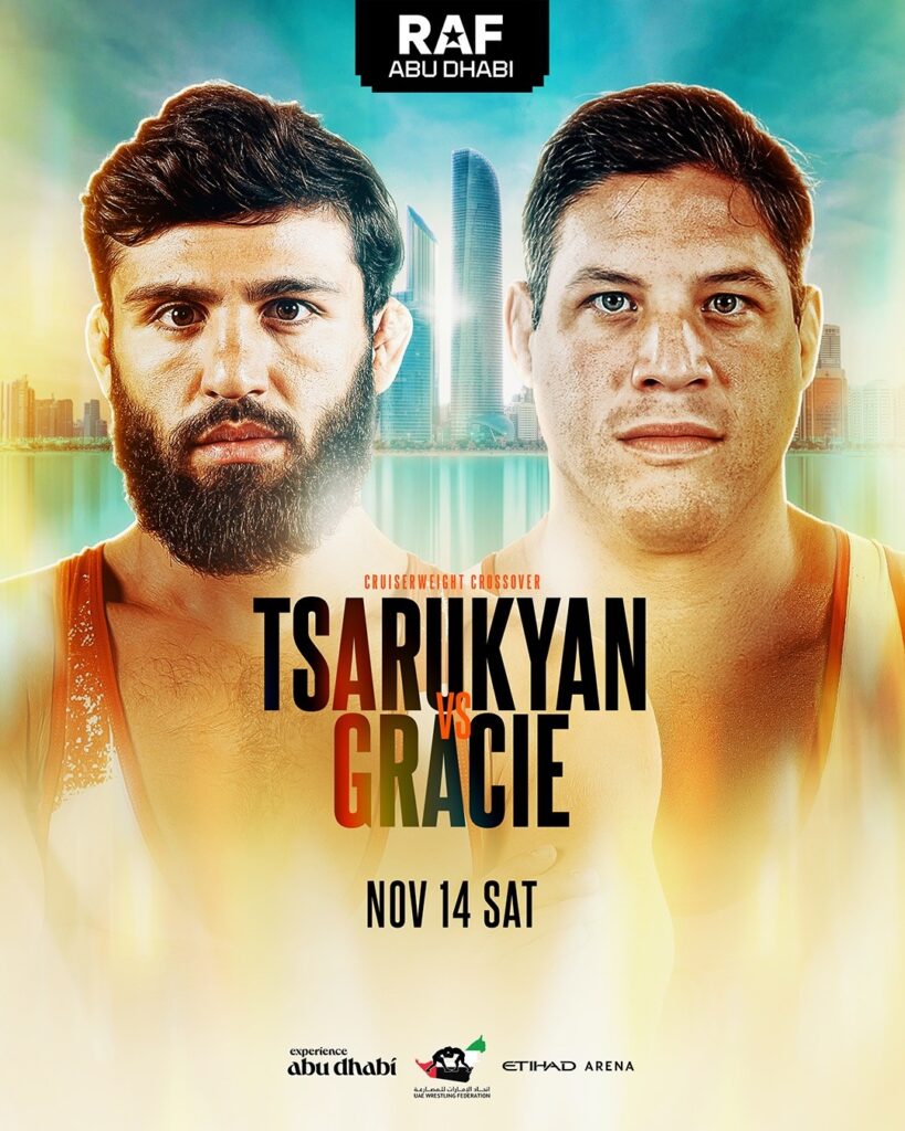 Neiman Gracie encara Tsarukyan no RAF Abu Dhabi 1 Cartaz do RAF Abu Dhabi com Arman Tsarukyan e Neiman Gracie