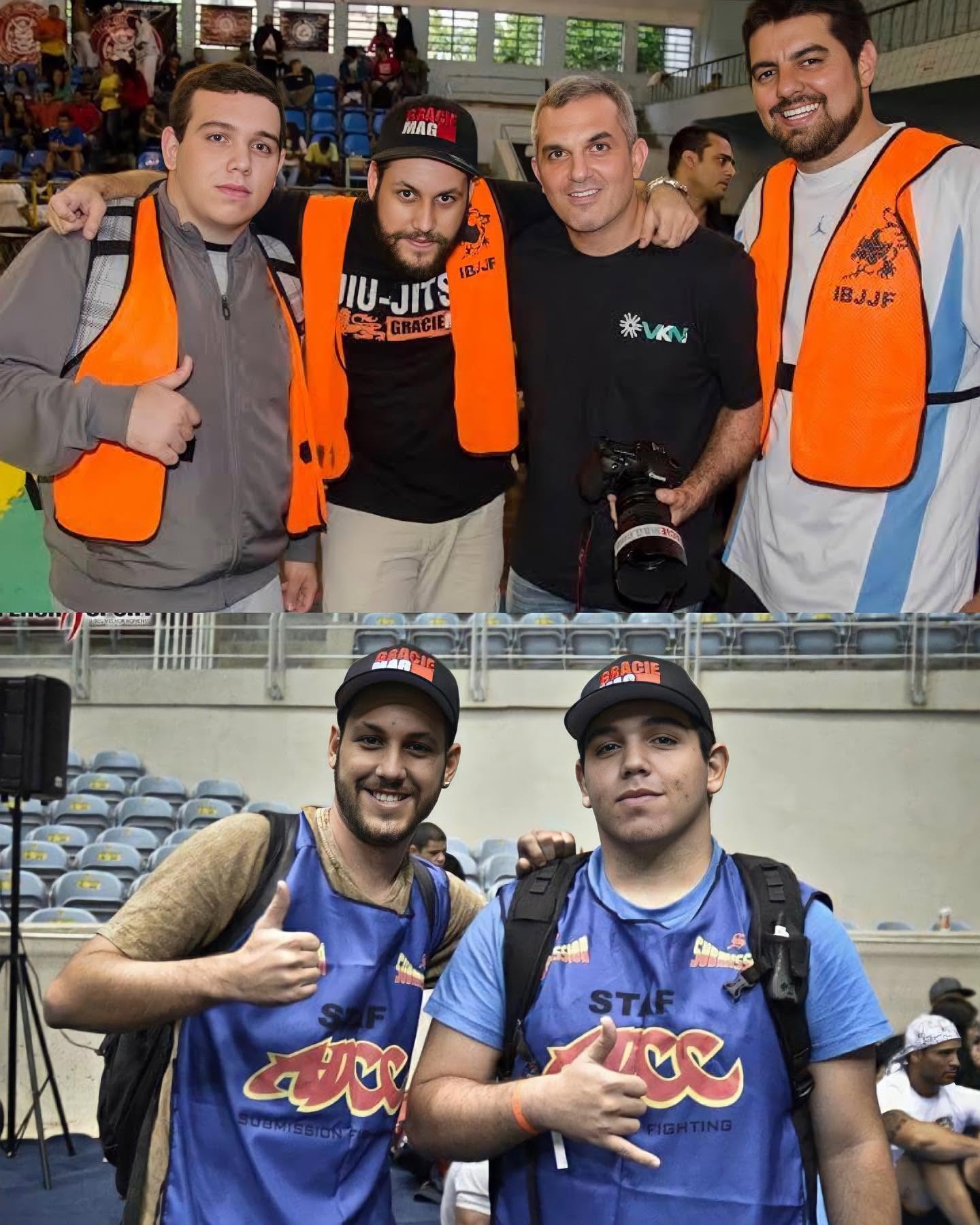 Vitor Freitas com Carlos Arthur Jr., Marcelo Dunlop e Gustavo Aragão na cobertura de um campeonato da IBJJF